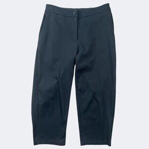 Eileen Fisher Pants Women Petite PP Black Knit Crop Capris Leg Stretch Zip